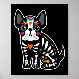 Affiche Crâne Mexicaine Chien-taureau Français Jour D'Hall