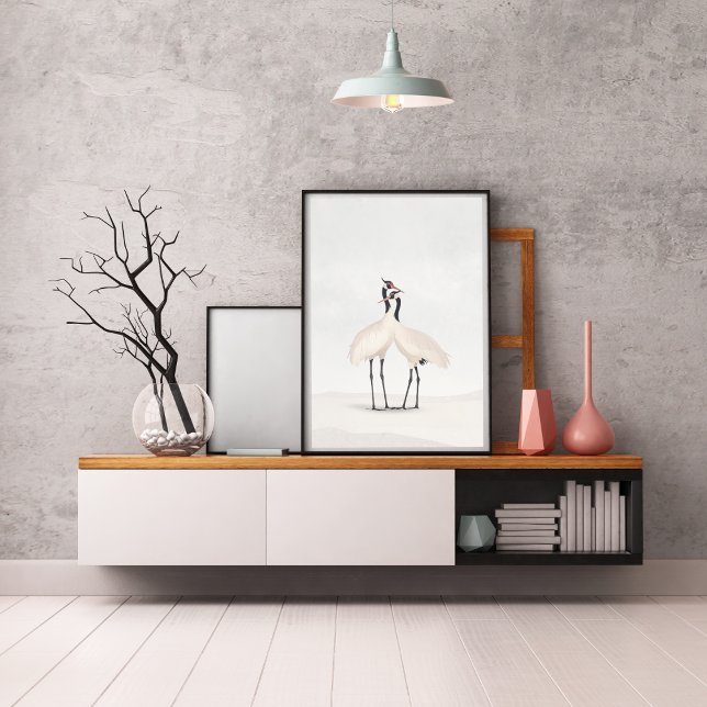 Affiche Crane Minimalist Aesthetic White Beige B-3 (Créateur téléchargé)