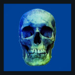 Affiche Crâne Pop Art bleu<br><div class="desc">Imaginaire Art Skull Skeleton - Blue & Purple Tones Heavy Metal Punk Rock College Pop Art Image</div>