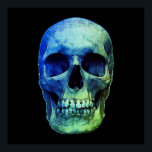 Affiche Crâne Pop Art bleu noir<br><div class="desc">Imaginaire Art Skull Skeleton - Blue & Purple Tones Heavy Metal Punk Rock College Pop Art Image</div>