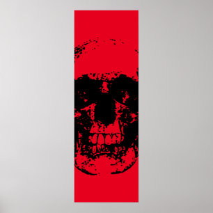 Affiche Crâne Pop Art Rouge Noir