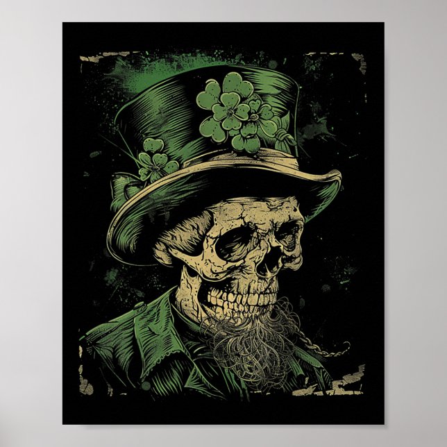 Affiche Crâne Squelette - Leprechaun Saint-Patrick Saint (Devant)