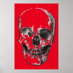 Affiche Crâne style pop rouge