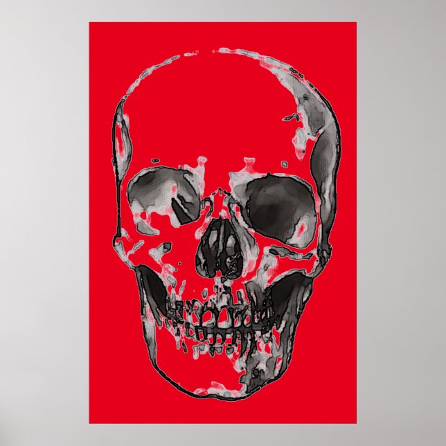 Affiche Crâne style pop rouge (Devant)