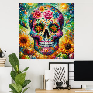 Affiche Crâne sucre Dia De Los Muertos Jour des Morts
