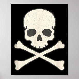 Affiche Crâne vintage et os croisés pirate halloween