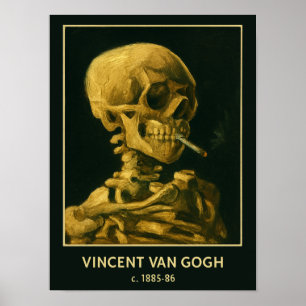 Affiche Crâne Vintage Fumeur – Unique Inspiré de Van Gogh