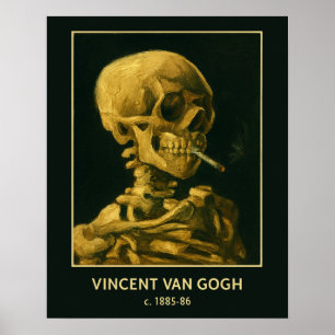 Affiche Crâne Vintage Fumeur – Unique Inspiré de Van Gogh
