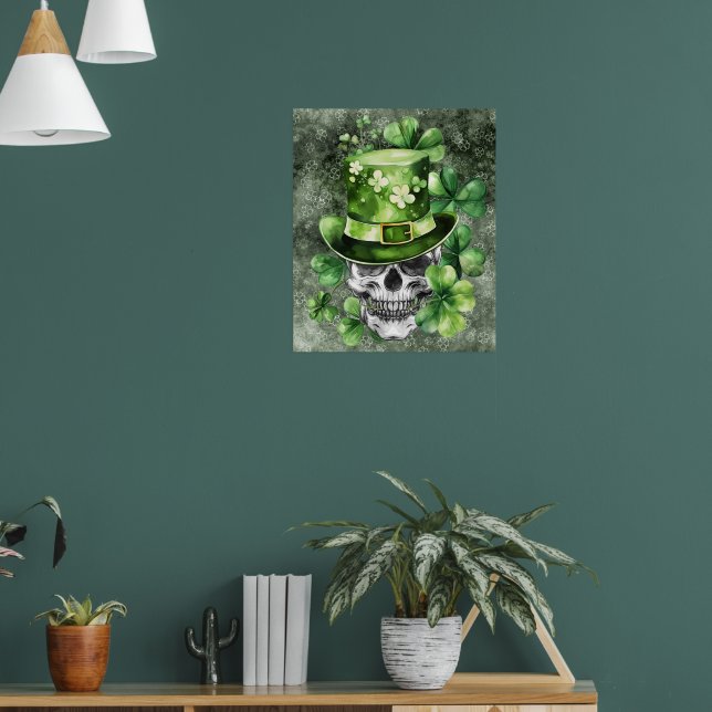 Affiche Crâne Vivant avec Illustration de Chapeau Vert (Salon 1)