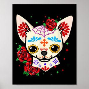 Affiche Crânes de Chihuahua Jour des Morts Crâne de Sucre