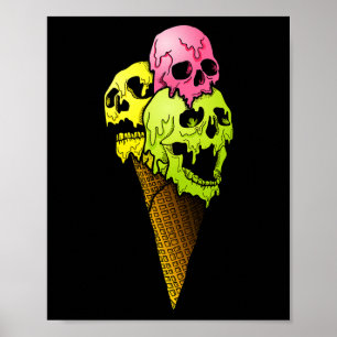 Affiche Crânes déplaisants Icecream Horreur Halloween colo