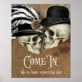 Affiche Crânes gothiques en Halloween Vintage Casquette