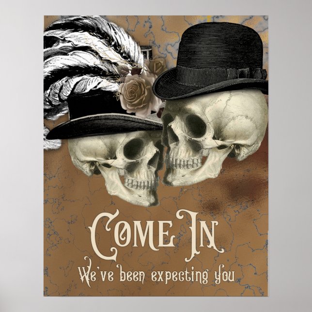 Affiche Crânes gothiques en Halloween Vintage Casquette (Devant)