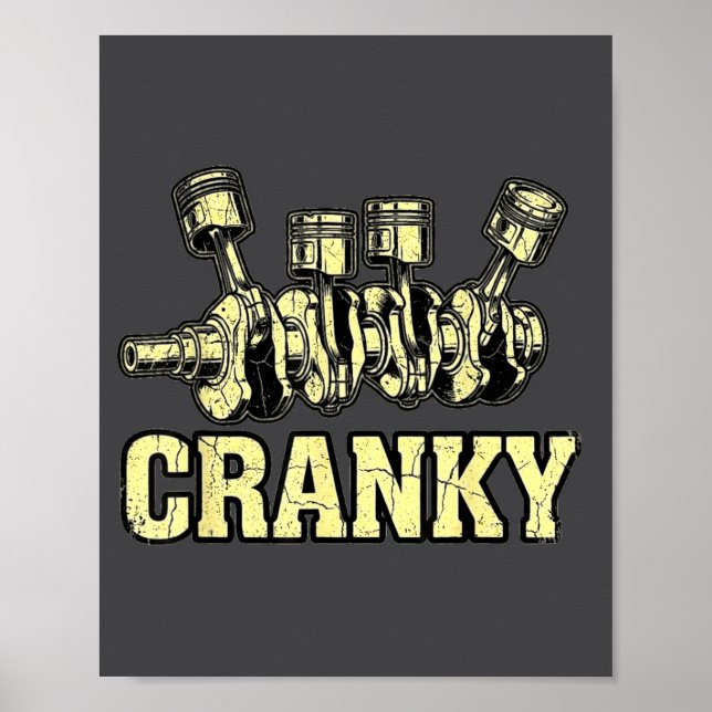 Affiche Cranky Car Engine Crankshaft Fathers Day Dad Men H (Devant)