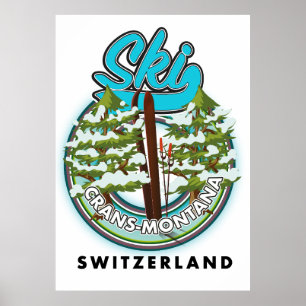 Affiche Crans-Montana Suisse ski