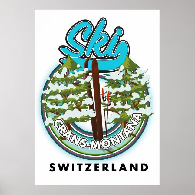 Affiche Crans-Montana Suisse ski (Devant)
