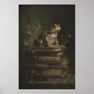 Affiche Crapaud sur Livres Dark Academia Art Mural, Whimsi