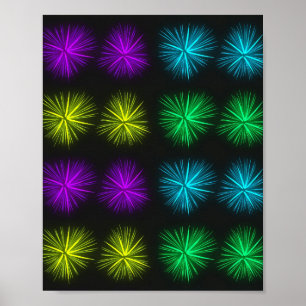 Affiche Craqueurs de feu multicolores sur noir