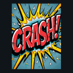 Affiche CRASH ! Explosion d'art pop brisée<br><div class="desc">Apportez l'énergie explosive d'un panneau de bande dessinée classique à votre mur avec cette affiche pop art dynamique "CRASH!". Cette oeuvre d'art unique saisit un moment d'impact pur, avec des lettres brisées et fracturées entourées de éclats de verre volant, de lignes de mouvement et d'un éclat d'étoile vibrant. Avec ses...</div>