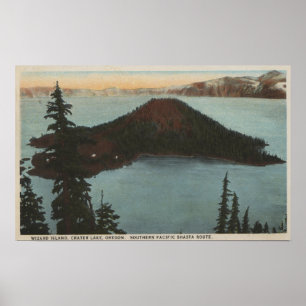 Affiche Crater Lake, Oregon - Wizard Island View #1
