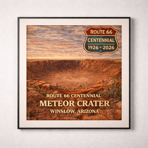 Affiche Cratère de météorite Arizona Route 66
