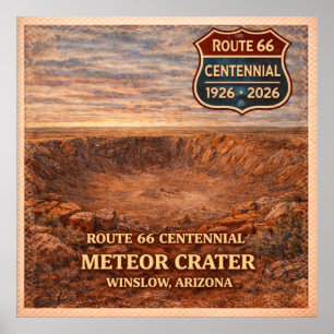 Affiche Cratère de météorite Arizona Route 66