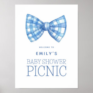 Affiche Cravate Bleu En vichy Bow Baby shower de bienvenue