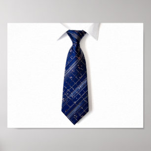 Affiche cravate bleue sur fond blanc