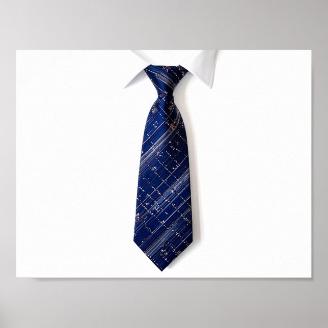 Affiche cravate bleue sur fond blanc (Devant)