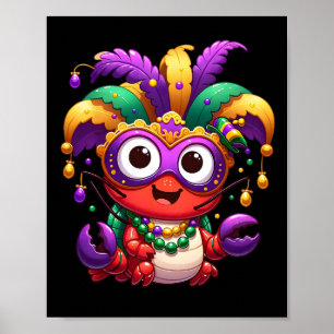 Affiche Crawfish Boil Mardi Gras Costume Masquerade Hommes