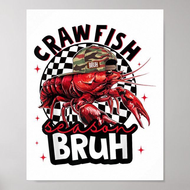 Affiche Crawfish Season Bruh Funny Crawfish Casquette Garç (Devant)