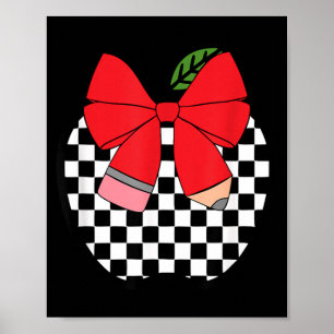 Affiche Crayon à carreaux de course pour enseignant de ret
