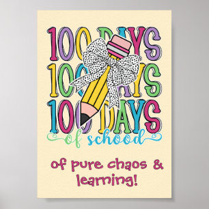 Affiche Crayon Arc-en-ciel Léopard Coquette 100 Jours d'Éc