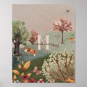 Affiche Crayon couleur paysage de bois de Whimsical Nurser