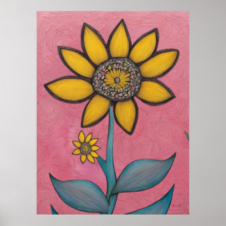 Affiche Crayon de charbon de bois - Fleur de boule de bébé