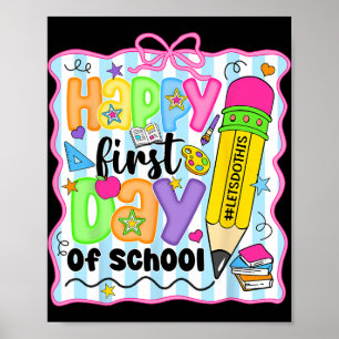 Affiche Crayon de jour de rentrée heureux enseignant enfan