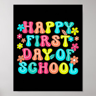 Affiche Crayon de premier jour d'école heureux enseignant