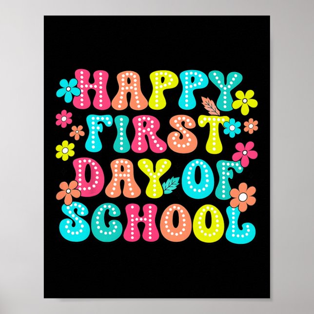 Affiche Crayon de premier jour d'école heureux enseignant  (Devant)