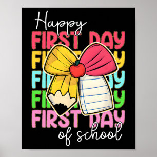 Affiche Crayon de professeur de jour de rentrée heureux po