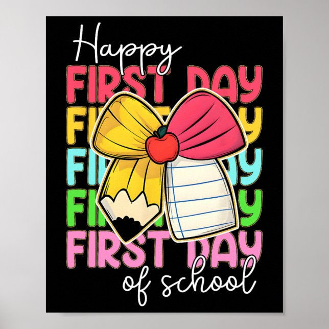 Affiche Crayon de professeur de jour de rentrée heureux po (Devant)