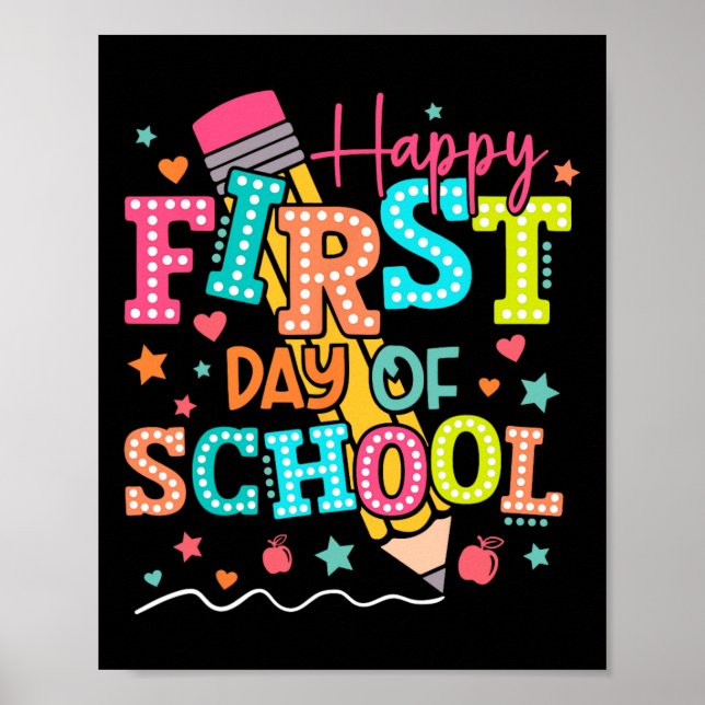 Affiche Crayon de professeur pour le premier jour d'école  (Devant)