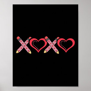 Affiche Crayon et pomme de la Saint-Valentin pour enseigna
