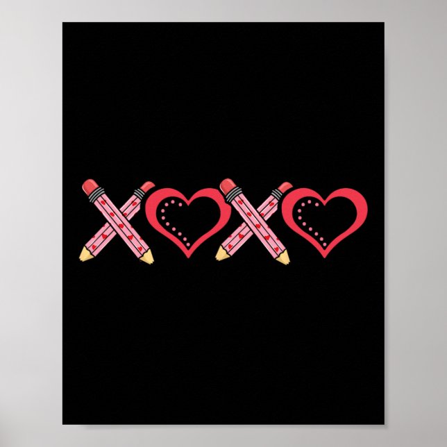 Affiche Crayon et pomme de la Saint-Valentin pour enseigna (Devant)