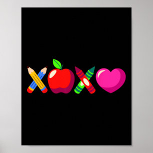 Affiche Crayon et pomme de la Saint-Valentin pour enseigna