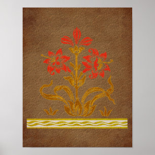 Affiche Crayon Floral Sur L'Art Papier Vieilli
