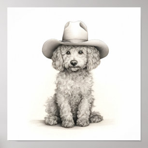 Affiche Crayon minimaliste léger dessin d'un caniche