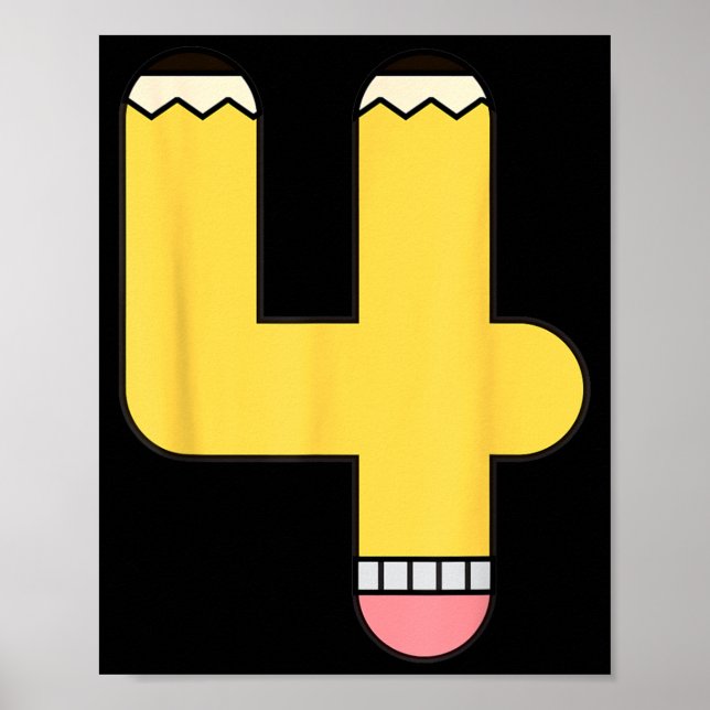 Affiche Crayon numéro 4 Retour à l'école 4e anniversaire Q (Devant)