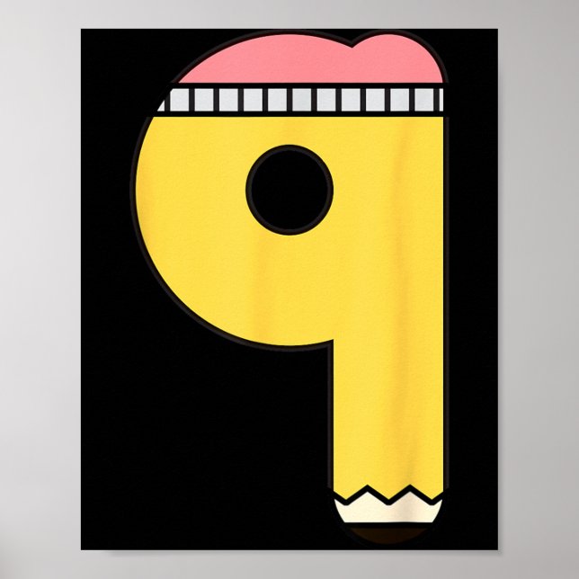 Affiche Crayon Numéro 9 Retour à l'école 9e Anniversaire N (Devant)
