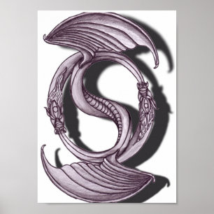 Affiche Crayon Yin Yang Dragon