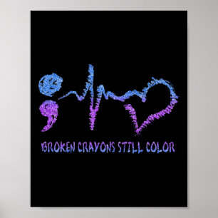 Affiche Crayons brisés Toujours Couleur Suicide Prévention